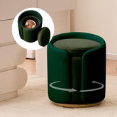 Dailyhome Vanity Chair with Storage, Round Velvet Vanity Stool No Wheels, Swivel Ottoman Chair with Upholstered for Women, M…