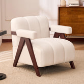 Dailyhome Accent Chair Mid-Century Modern with Wide Backrest for Bedroom, Upholstered Living Room Chair with Wooden, Lounge …