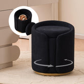 Dailyhome Ottoman with Storage, Round Boucle Vanity Stool No Wheels, Swivel Vanity Chair with Cushion for Girls, Cute Makeup…
