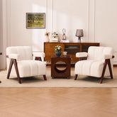 Dailyhome Accent Chairs Set of 2 Mid-Century Modern with Wide Backrest for Bedroom, Upholstered Living Room Chair with Woode…