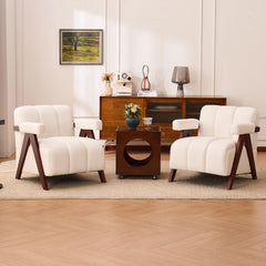 Dailyhome Accent Chairs Set of 2 Mid-Century Modern with Wide Backrest for Bedroom, Upholstered Living Room Chair with Woode…