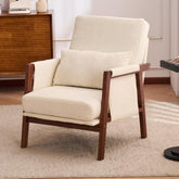 Dailyhome Accent Chair Mid-Century Modern Chair with Lumbar Support Pillow, Upholstered Living Room Chairs with Wooden, Chen…