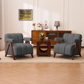 Dailyhome Accent Chairs Set of 2 Mid-Century Modern with Wide Backrest for Bedroom, Upholstered Living Room Chair with Woode…