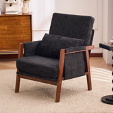 Dailyhome Accent Chair Mid-Century Modern Chair with Lumbar Support Pillow, Upholstered Living Room Chairs with Wooden, Chen…