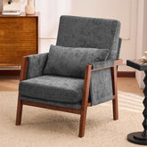 Dailyhome Accent Chair Mid-Century Modern Chair with Lumbar Support Pillow, Upholstered Living Room Chairs with Wooden, Chen…