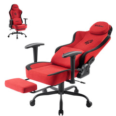 Poltrona Gaming, Gaming Chair con Supporto Lombare, Sedia da Ufficio Ergonomica in Tessuto per PC con Poggiapiedi, Sedia Gaming per Computer per Adolescenti, Regalo (Rot) - image 1