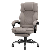 Sedia Scrivania Ergonomica per Casa e Ufficio, Sedia da Ufficio Regolabile in Altezza in Tessuto per Adulti con Poggiapiedi, Poltrona Ufficio Sedia Girevole Ampia Seduta 160 kg, Marrone Chiaro - image 1