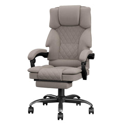 Sedia Scrivania Ergonomica per Casa e Ufficio, Sedia da Ufficio Regolabile in Altezza in Tessuto per Adulti con Poggiapiedi, Poltrona Ufficio Sedia Girevole Ampia Seduta 160 kg, Marrone Chiaro - image 1