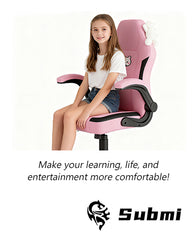 Submi Gaming Chairs for Adults, Office Chair with Lumbar Support and Height Adjustable, Computer Chair with Flip-up Armrests,