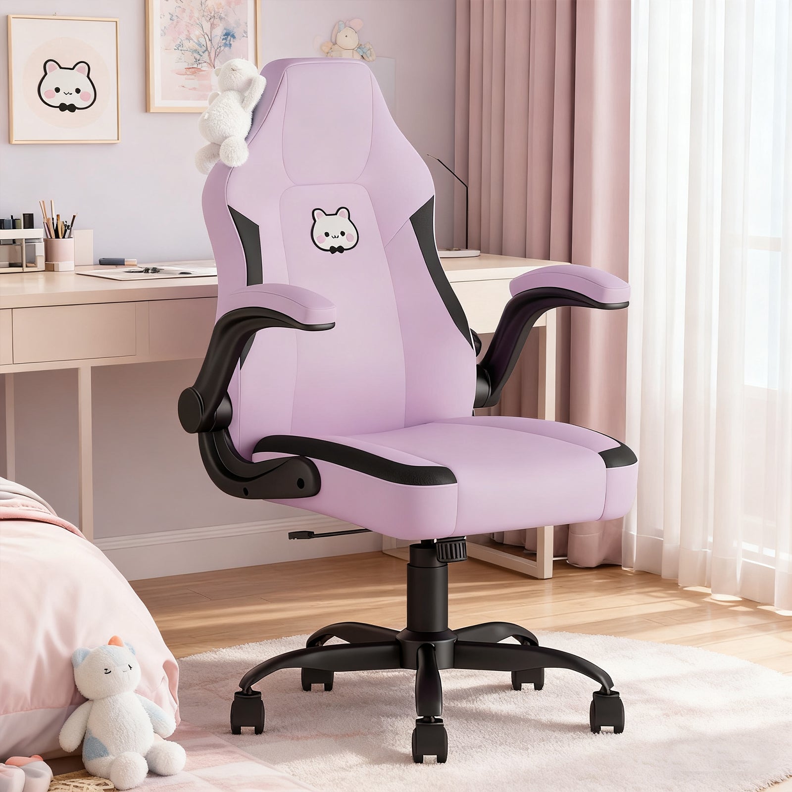 Submi Gaming Chairs for Adults, Office Chair with Lumbar Support and Height Adjustable, Computer Chair with Flip-up Armrests,