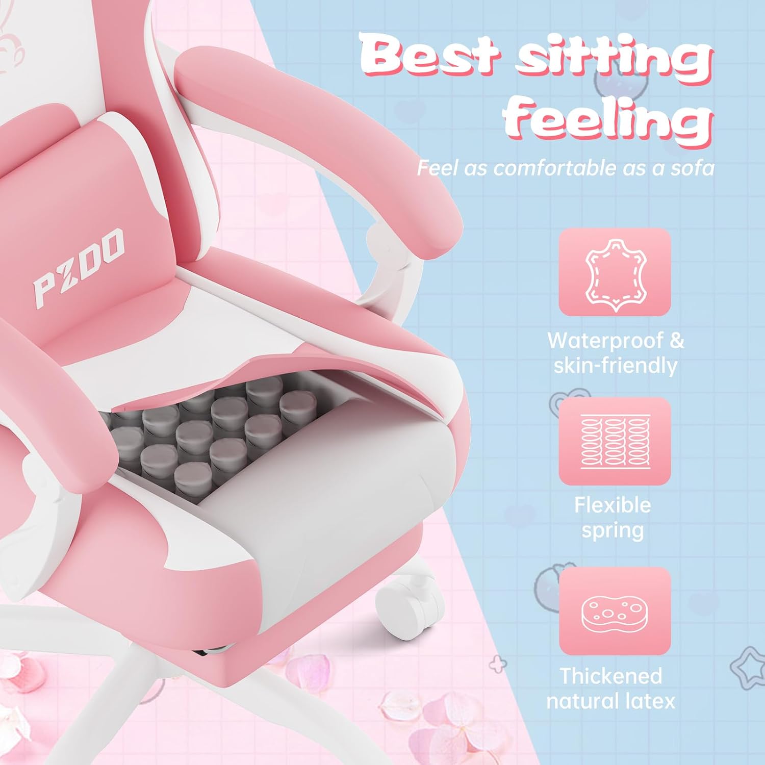 PZDO Kawaii Pink Gaming Chair