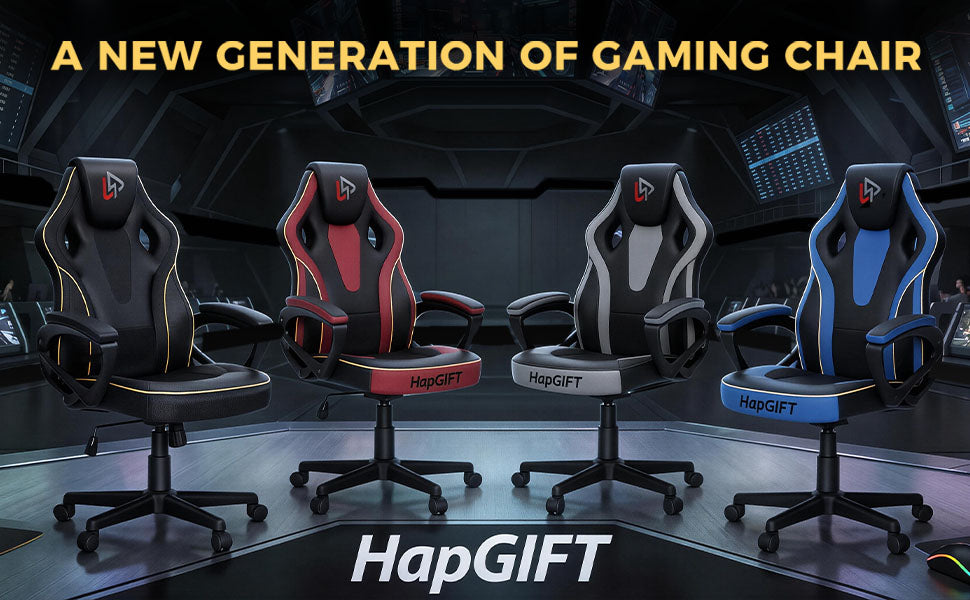 HapGIFT Computer Chair, Racing Style Gaming Chair with Link Armrest, Ergonomic PC Office Chairs for Adults Teens, Height Adju