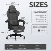 PZDO Sleek Black Gaming Chair