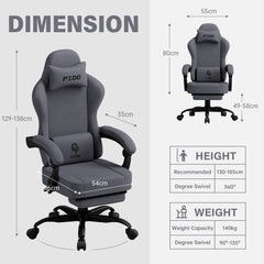 PZDO Leather Grey Gaming Chair