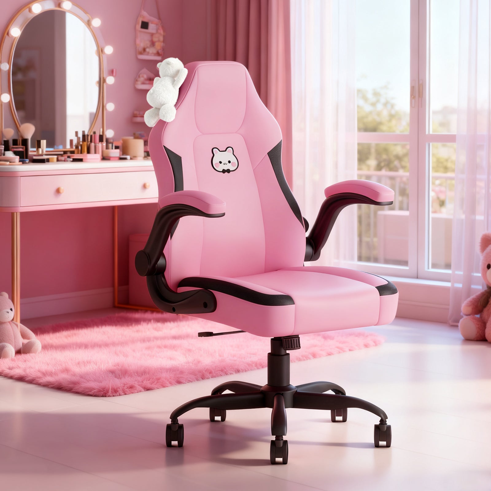 Submi Gaming Chairs for Adults, Office Chair with Lumbar Support and Height Adjustable, Computer Chair with Flip-up Armrests,