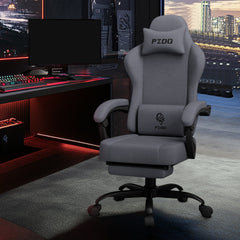 PZDO Leather Grey Gaming Chair