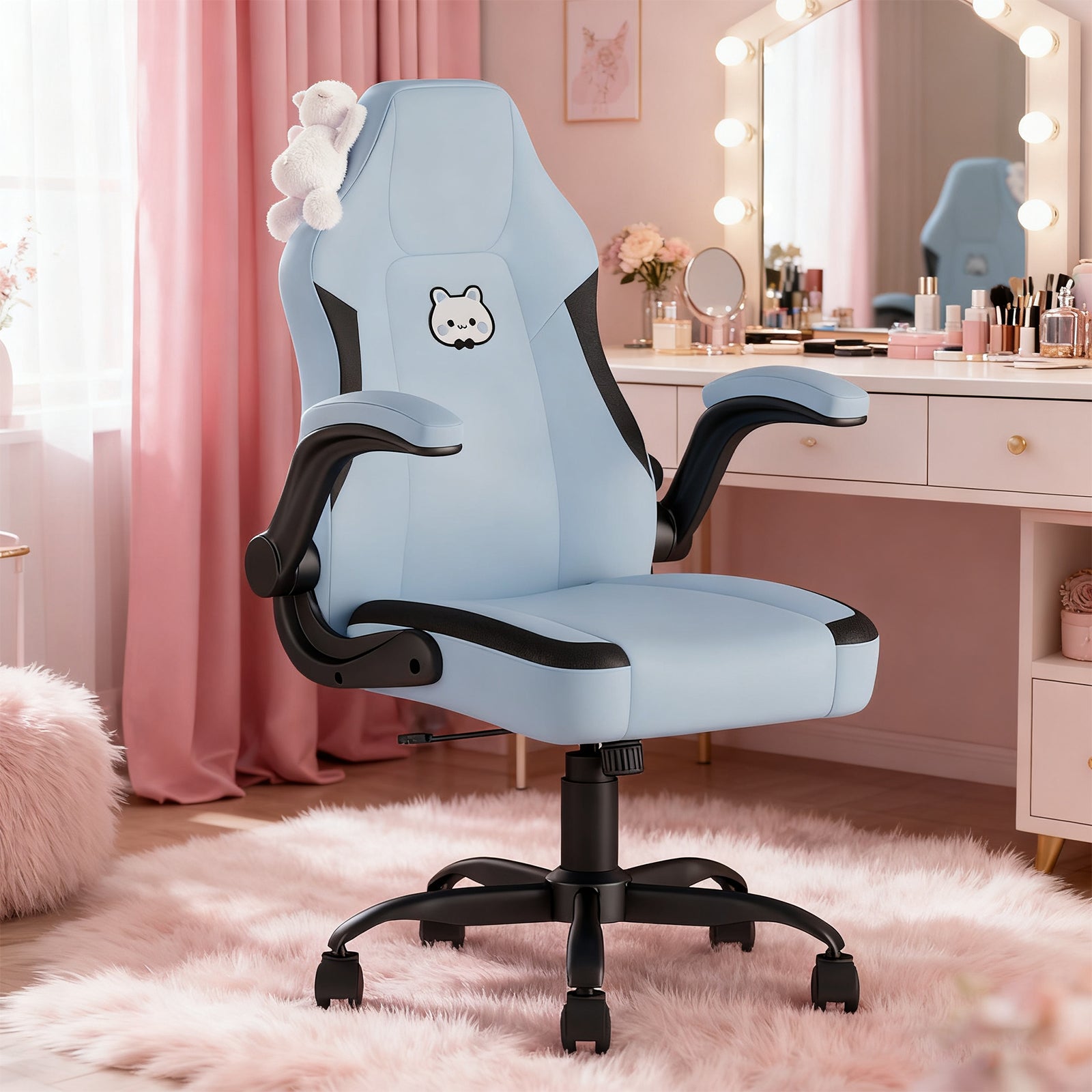 Submi Gaming Chairs for Adults, Office Chair with Lumbar Support and Height Adjustable, Computer Chair with Flip-up Armrests,