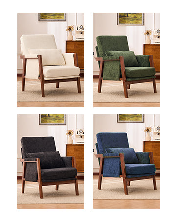 Dailyhome Accent Chair Mid-Century Modern with Wide Backrest for Bedroom, Upholstered Living Room Chair with Wooden, Lounge A