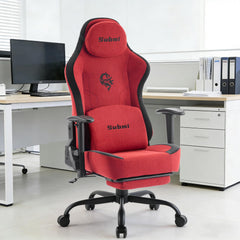 Poltrona Gaming, Gaming Chair con Supporto Lombare, Sedia da Ufficio Ergonomica in Tessuto per PC con Poggiapiedi, Sedia Gaming per Computer per Adolescenti, Regalo (Rot) - image 2