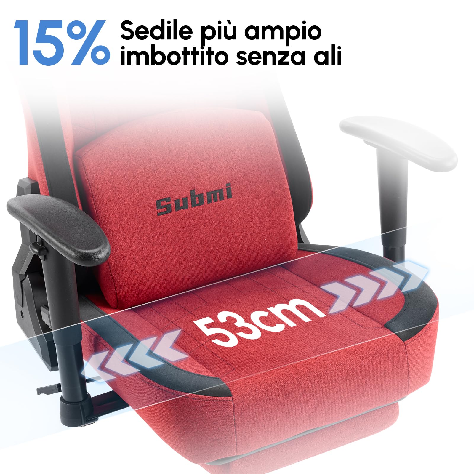 Poltrona Gaming, Gaming Chair con Supporto Lombare, Sedia da Ufficio Ergonomica in Tessuto per PC con Poggiapiedi, Sedia Gaming per Computer per Adolescenti, Regalo (Rot) - image 5