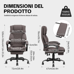 Sedia Gaming con Schienale Ampio Sedia Ufficio per Adulti con Poggiapiedi per Home Office, Sedia da Scrivania Regolabile in Altezza Poltrona Ufficio con Funzione Reclinabile, Marrone Scuro - image 3