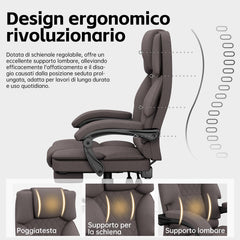 Sedia Gaming con Schienale Ampio Sedia Ufficio per Adulti con Poggiapiedi per Home Office, Sedia da Scrivania Regolabile in Altezza Poltrona Ufficio con Funzione Reclinabile, Marrone Scuro - image 4