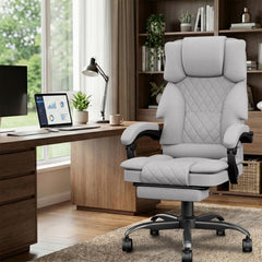 Sedia Ufficio Sedia Scrivania Ergonomica per Casa e Ufficio, Sedia da Scrivania con Schienale Regolabile Sedie Computer Gaming Chair Poltrona Scrivania con Poggiapiedi in Tessuto, Grigio - image 2