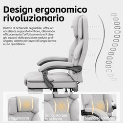 Sedia Ufficio Sedia Scrivania Ergonomica per Casa e Ufficio, Sedia da Scrivania con Schienale Regolabile Sedie Computer Gaming Chair Poltrona Scrivania con Poggiapiedi in Tessuto, Grigio - image 4
