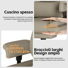 Sedia Ufficio Ergonomica 200KG, Sedia Gaming a Seduta Ampia per Pesanti, Big & Tall Poltrona Ufficio Direzionale Reclinabile con Schienale Alto, Braccioli Sollevabili, Poggiagambe, Cachi - image 3