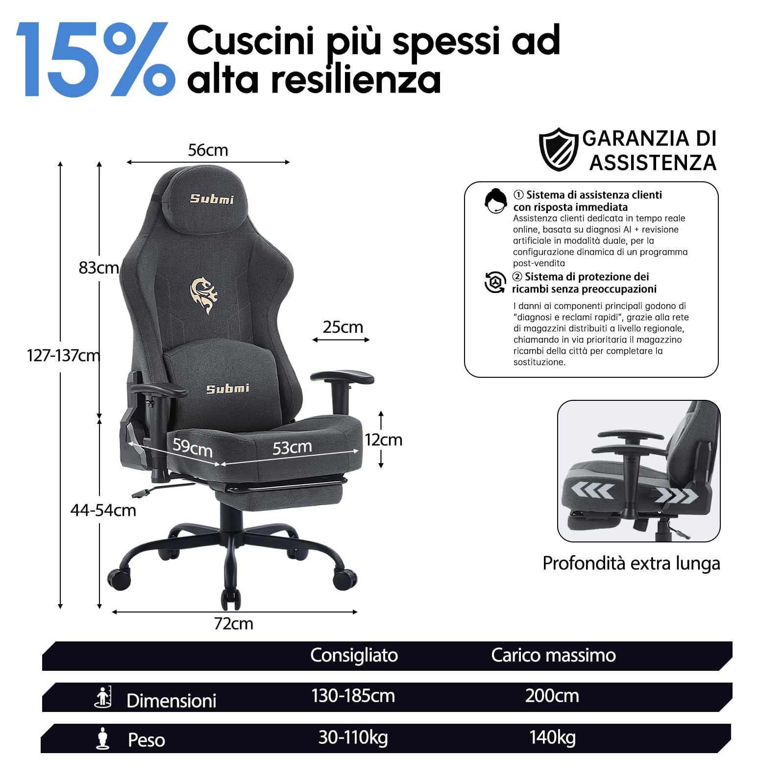 Submi Grigio Scuro Office Chair - product image 3