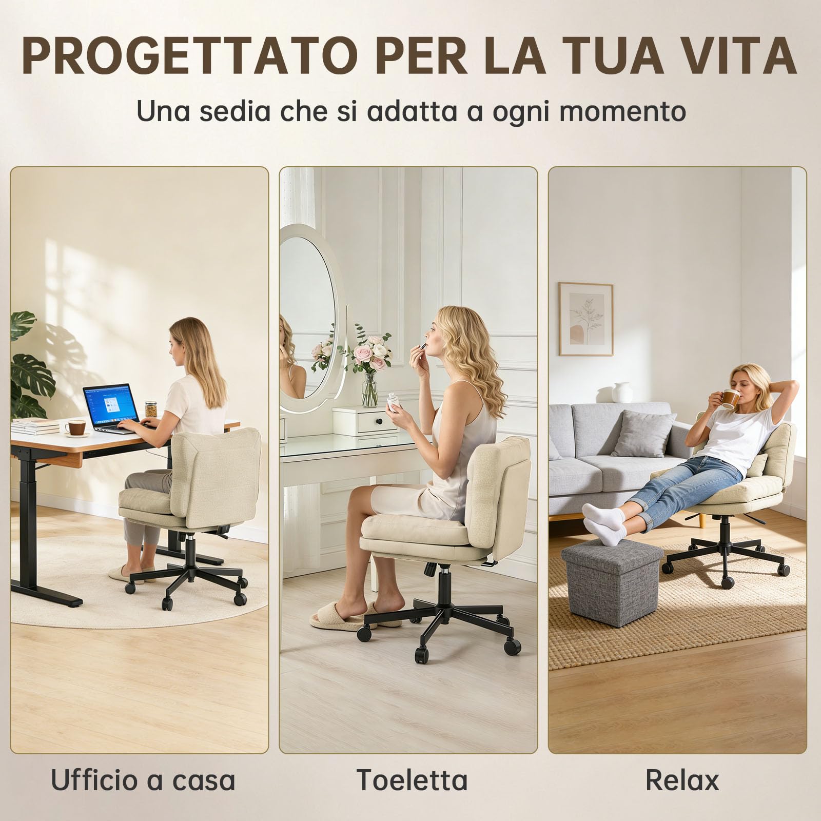 Submi Beige Office Chair - product image 6