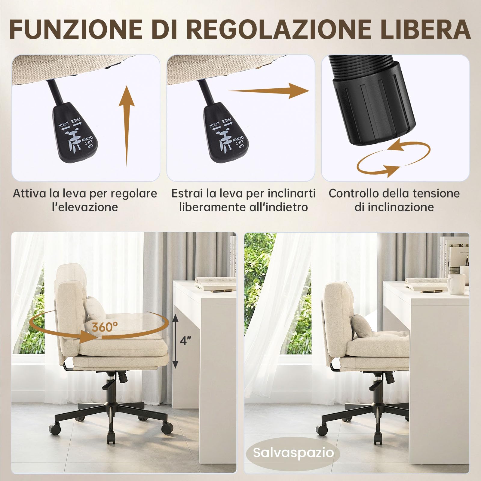 Submi Beige Office Chair - product image 7