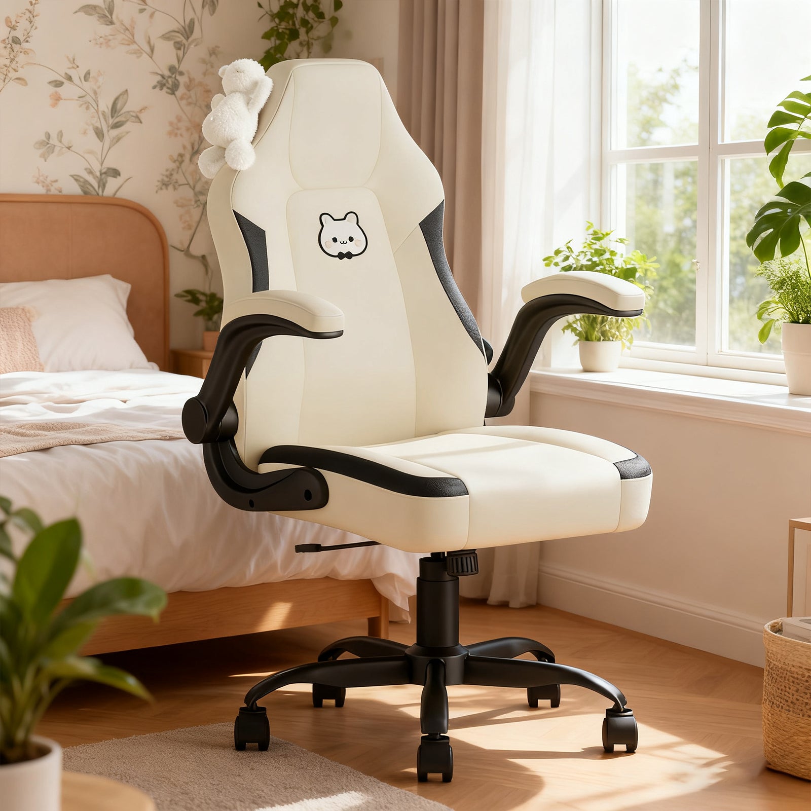 Submi Pink Gaming Chair, Ergonomic Desk Office Chair with Lumbar Support, Computer Chair with Flip-up Armrests, Comfy Task Ch