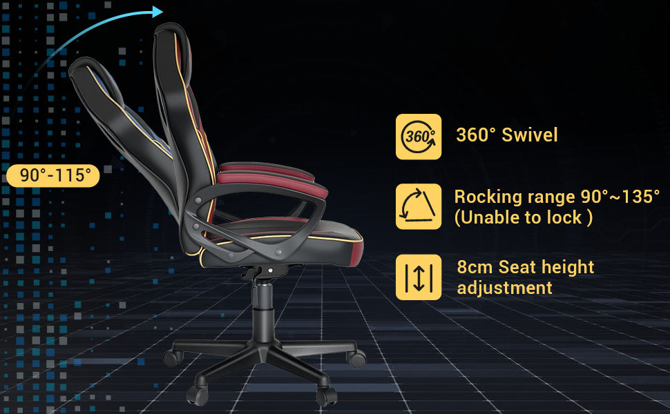 HapGIFT Computer Chair, Racing Style Gaming Chair with Link Armrest, Ergonomic PC Office Chairs for Adults Teens, Height Adju