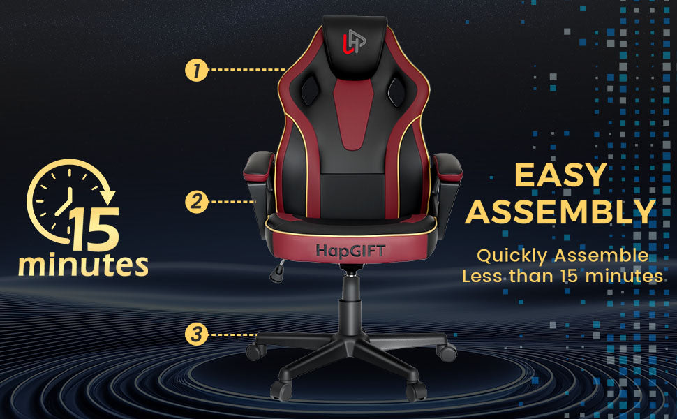 HapGIFT Computer Chair, Racing Style Gaming Chair with Link Armrest, Ergonomic PC Office Chairs for Adults Teens, Height Adju