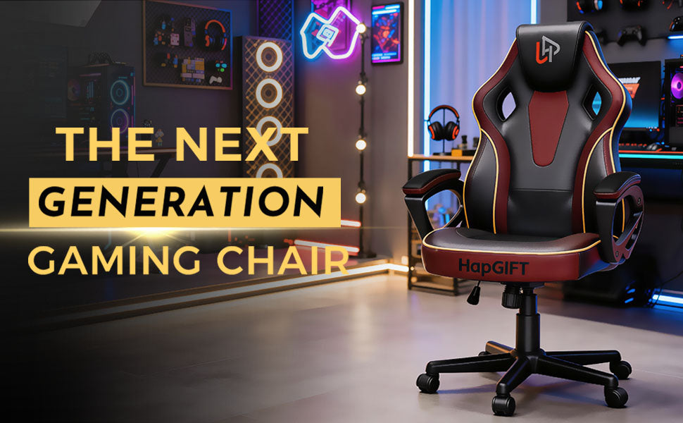 HapGIFT Computer Chair, Racing Style Gaming Chair with Link Armrest, Ergonomic PC Office Chairs for Adults Teens, Height Adju